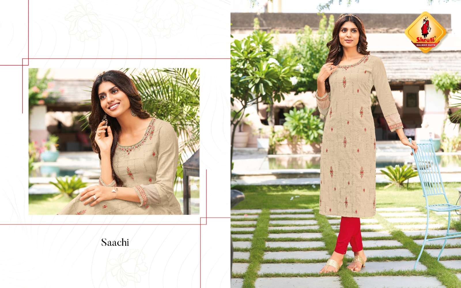 KKASHISH VOL 30  PURE COTTON LINEN WITH DIFFERENT TYPES OF STYLISH EMBROIDERY WORK KURTI BY SHRUTI SUITS BRAND SAACHI
